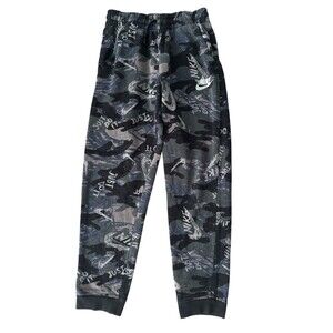 Nike Boy’s All Over Print Logo Black / Grey Sweatpants Size XL
